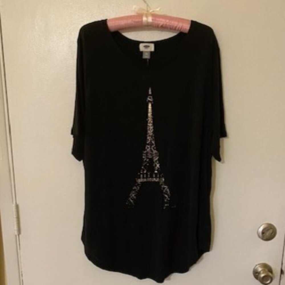 Old Navy Black Eiffel Tower Graphic Tee